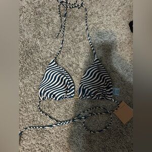 Shade & Shore Blue and White Striped Bikini Top